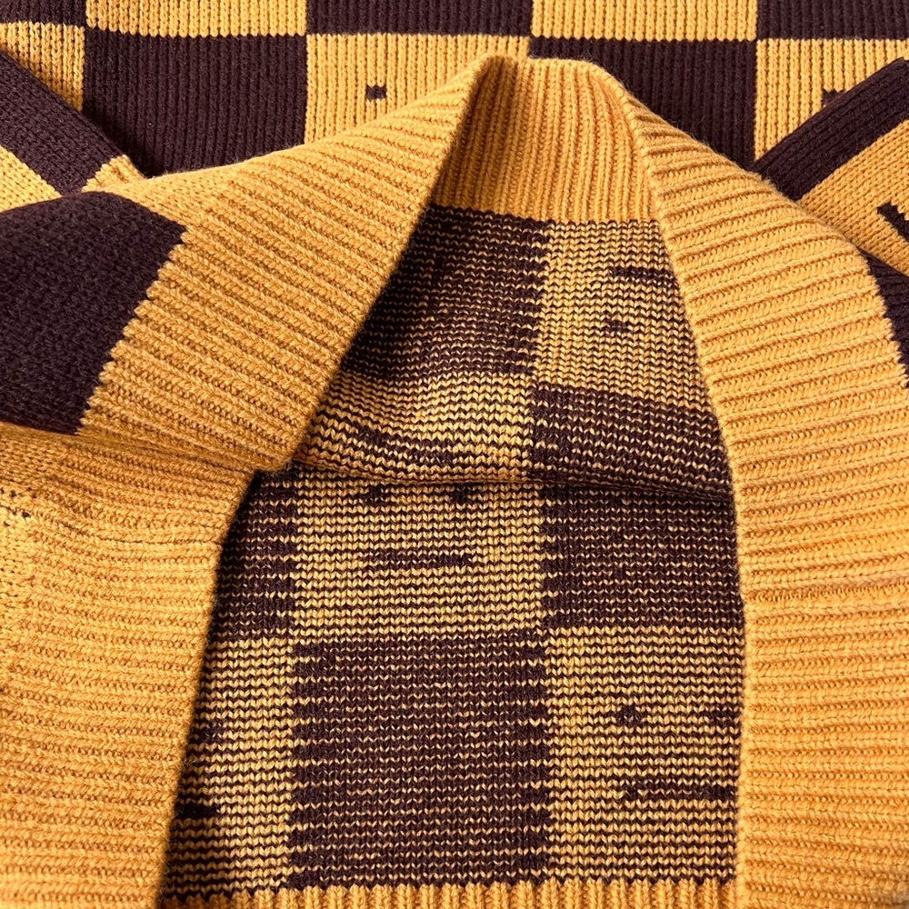 🍁☃️ACNE STUDIOS Women's Face Jacquard Wool Sweater Ochre Orange Coffee Brown - Picture 13 of 14